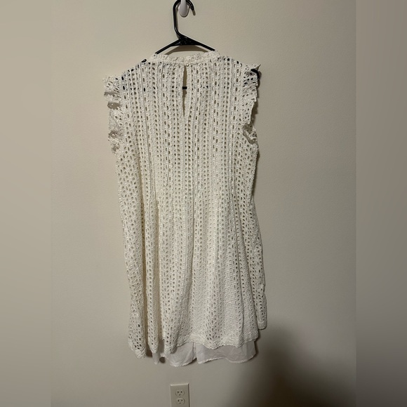 NWT Madewell Eyelet Ruffle-Sleeve Pintuck Mini dress lighthouse white sz L AN137 - Picture 7 of 7